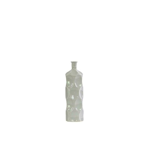 Urban Trends Collection Ceramic Round Bottle Vase With Dimpled Sides- Small - Gray 24410